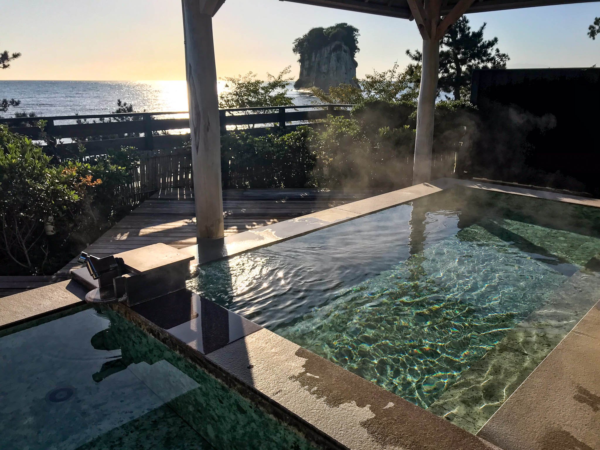 Onsen overlooking Battleship Rock