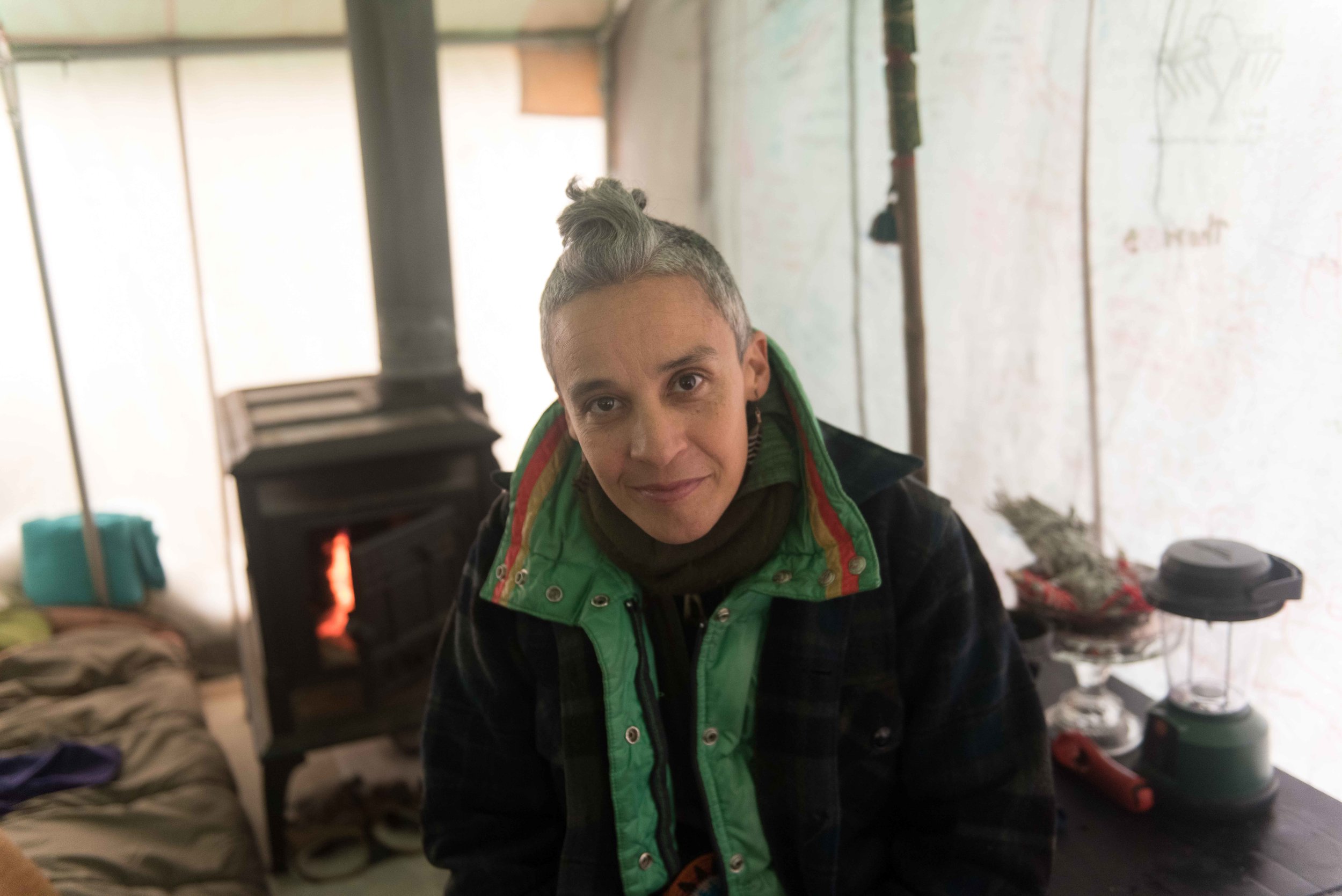  RaheNi Gonz·lez I'naru, who is TaÌno and lives in San Francisco, sits inside a tent where she is staying at the Two Spirit camp at Octei Sakowin, the largest of the Standing Rock encampments near Standing Rock, North Dakota where people who call the