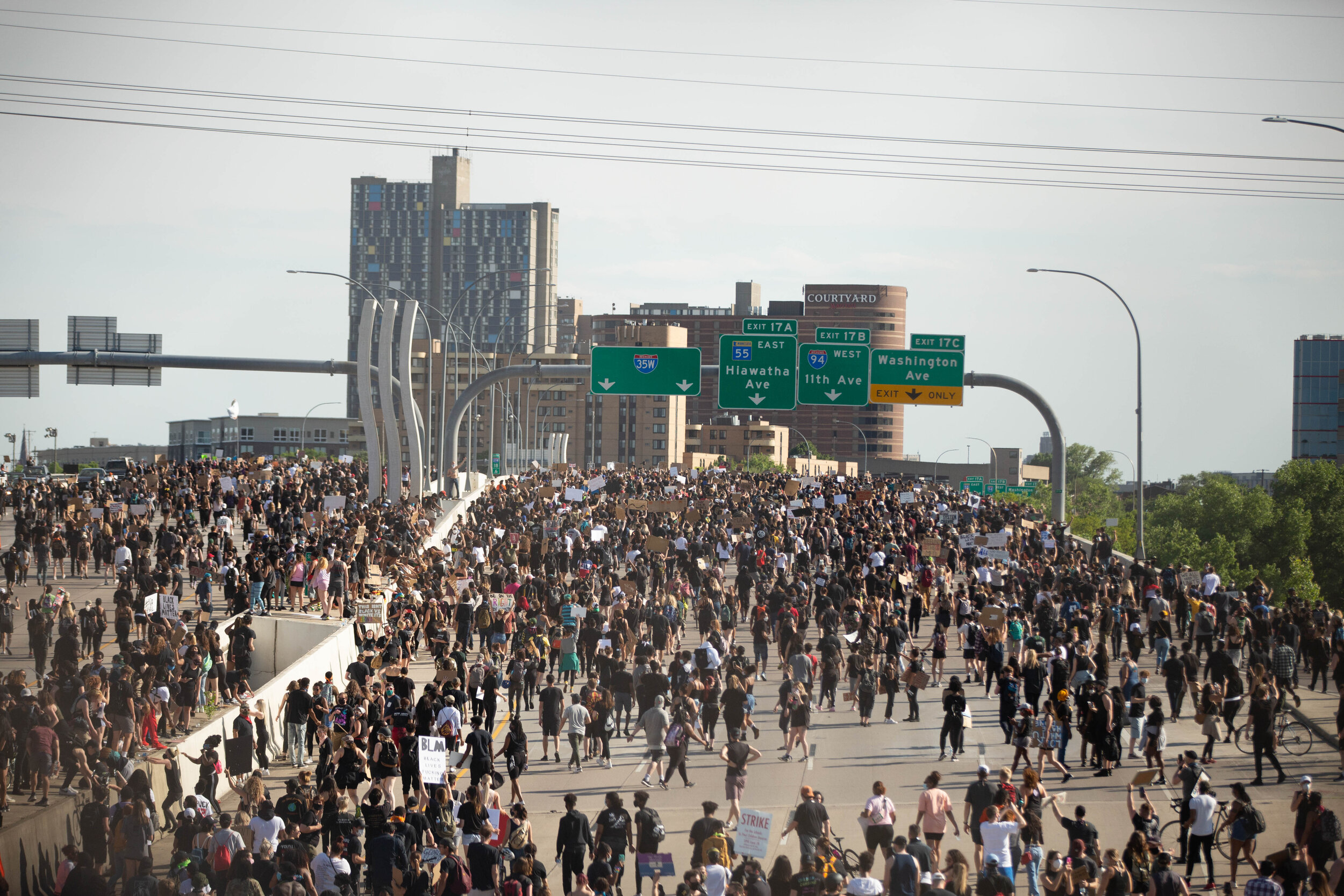  Protesters took both sides of interstate 35W in Minneapolis as they protested the police killing of George Floyd on May 31. 