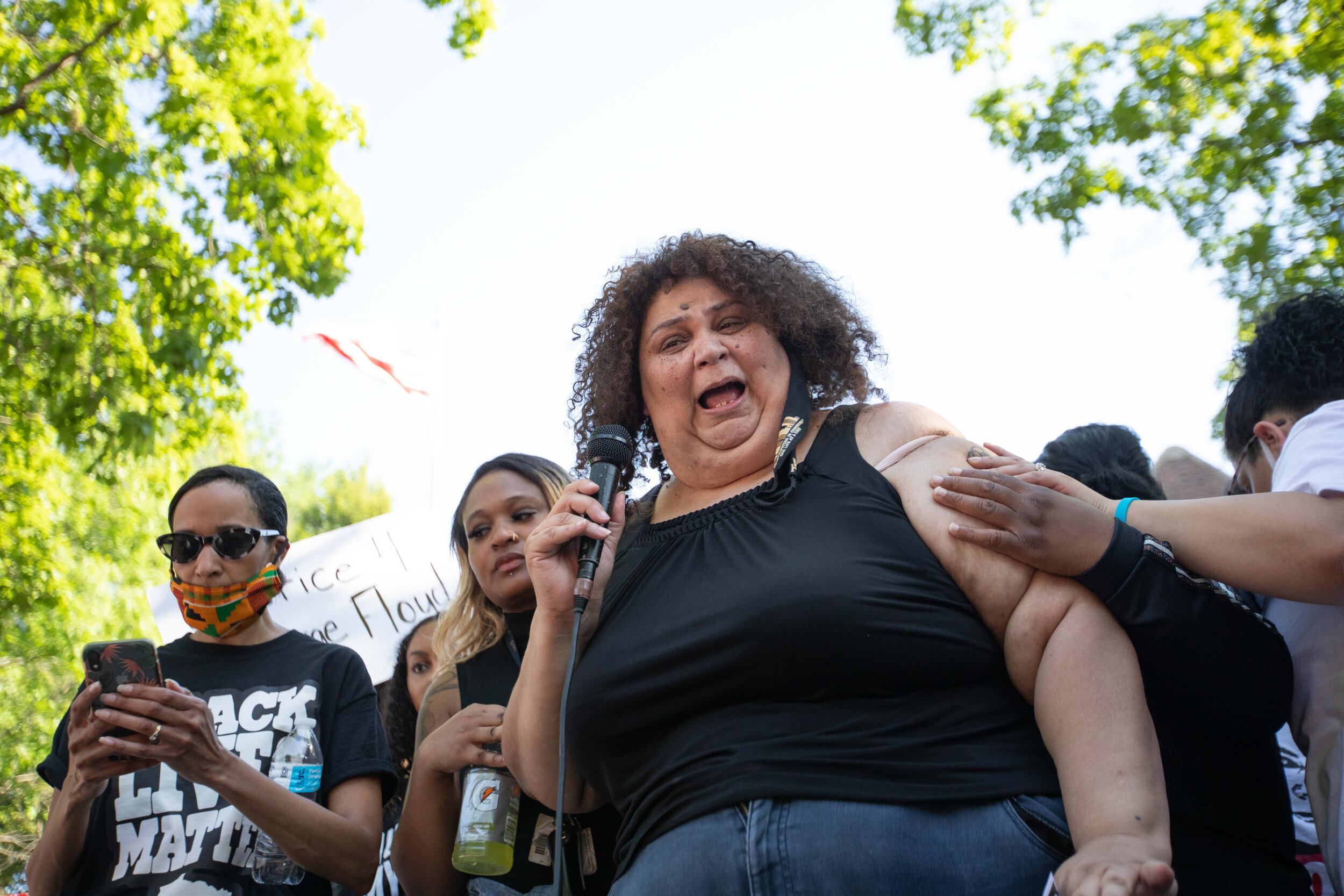  "George did have a pre-exosting condition and that was a knee in his neck," Angel, the niece of George Floyd said as she spoke to the crowd of protesters in front of the Governors Mansion in Saint Paul, Minnesota on June 1, 2020. Chris Juhn/Zenger 
