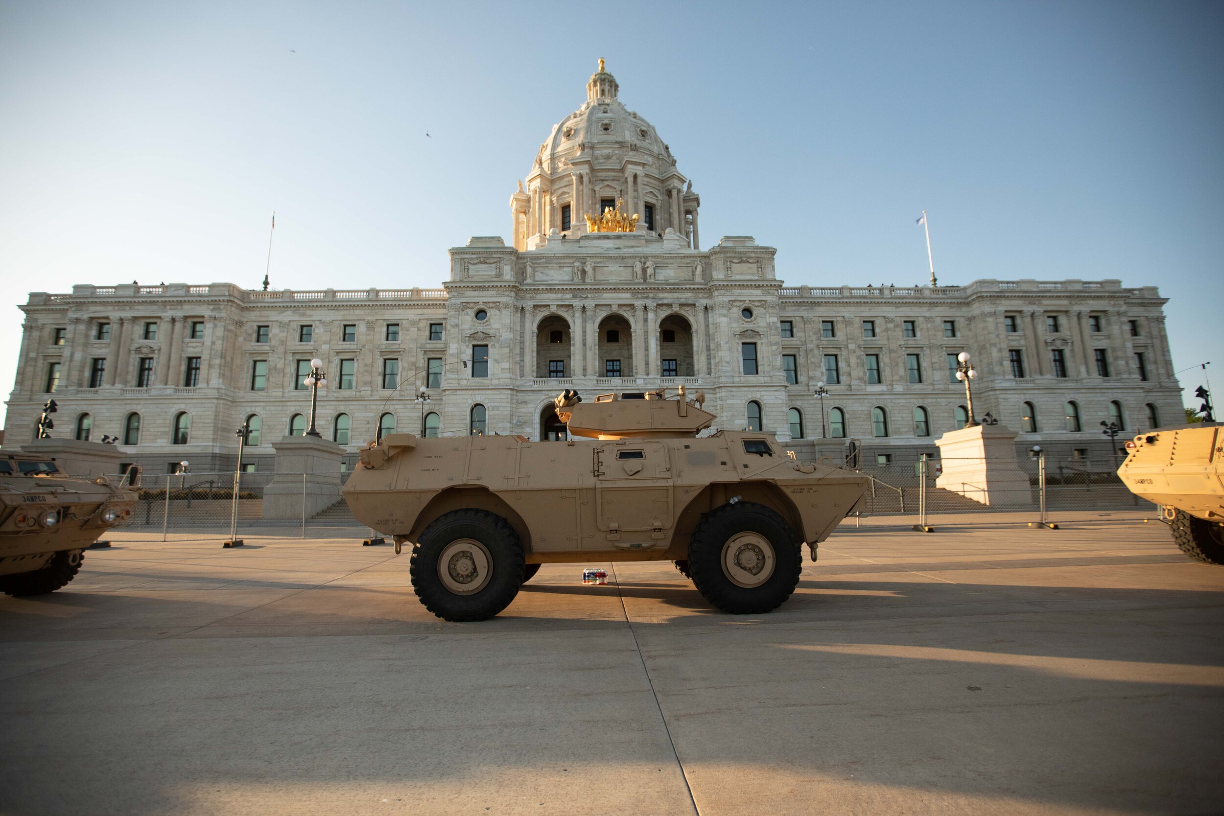  Armored vehicles sit in front of the State Capitol building in Saint Paul, Minnesota on June 1, 2020. Chris Juhn/Zenger 