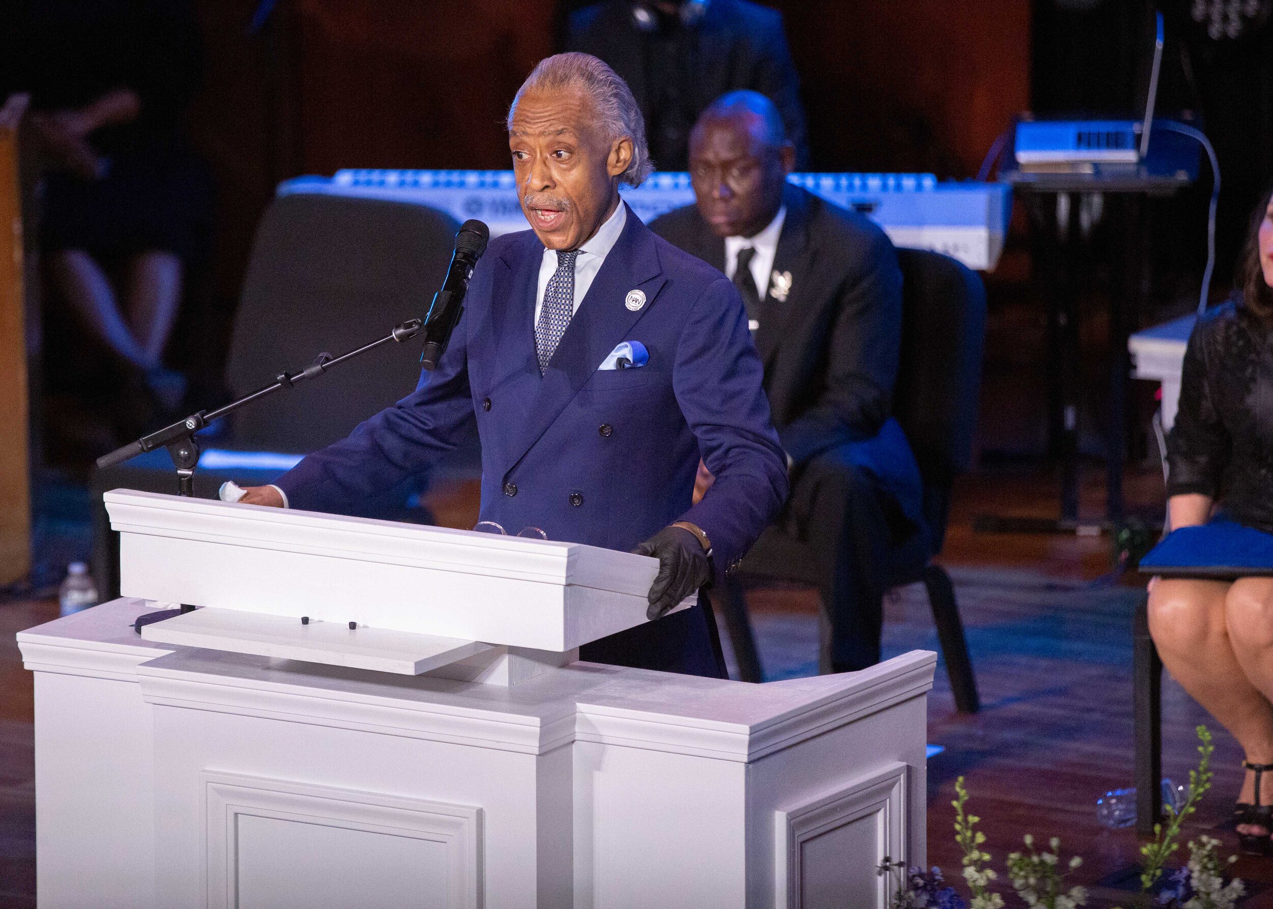  Rev. Al Sharpton gives a eulogy for George Floyd at his memorial at North Central University in Minneapolis, Minnesota on Jun 4, 2020. 