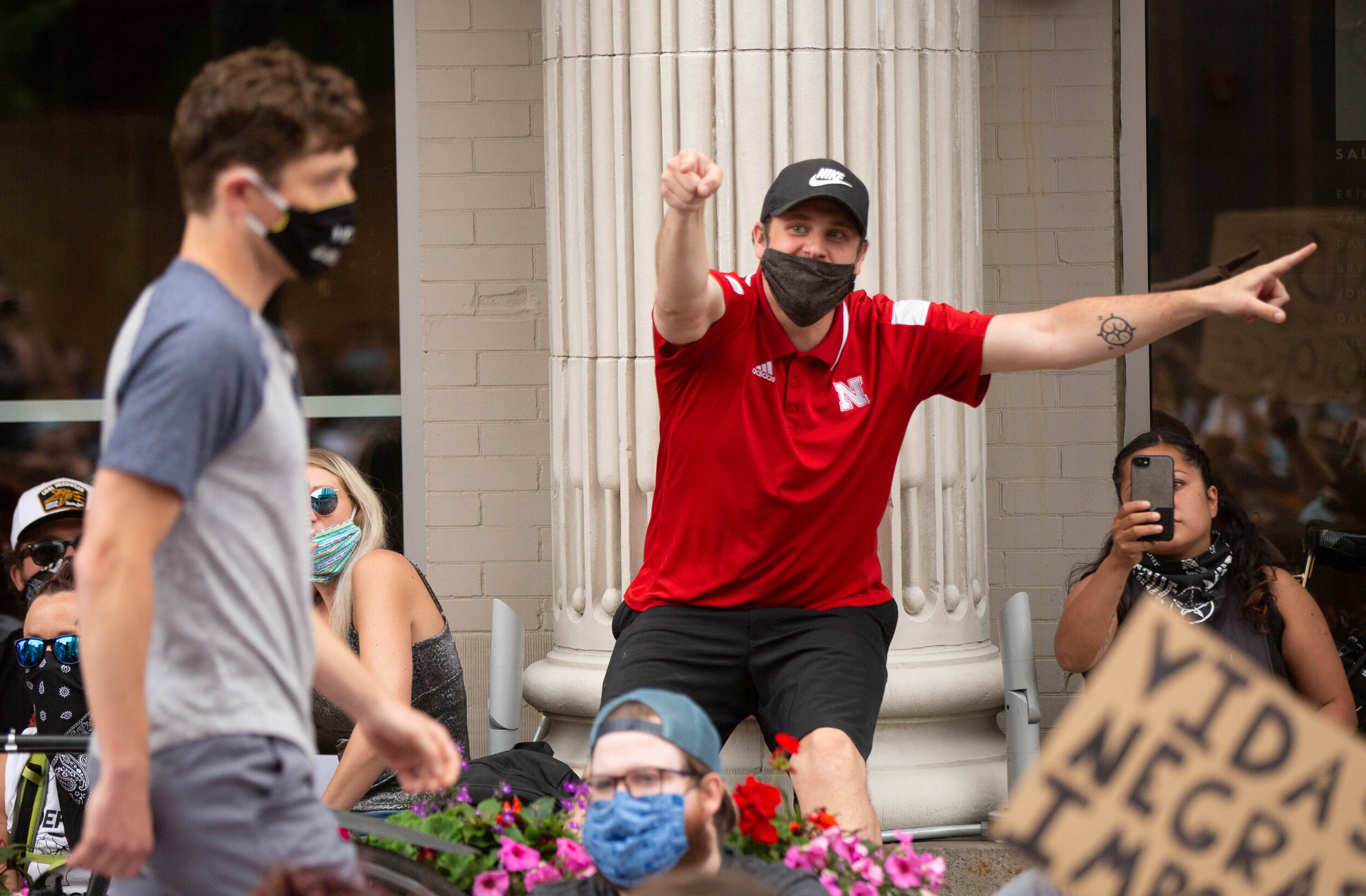  Minneapolis Mayor Jacob Frey walks past angry protesters after he told them he would not defund the Minneapolis Police Department in Minneapolis, Minnesota on Jun 6, 2020. 