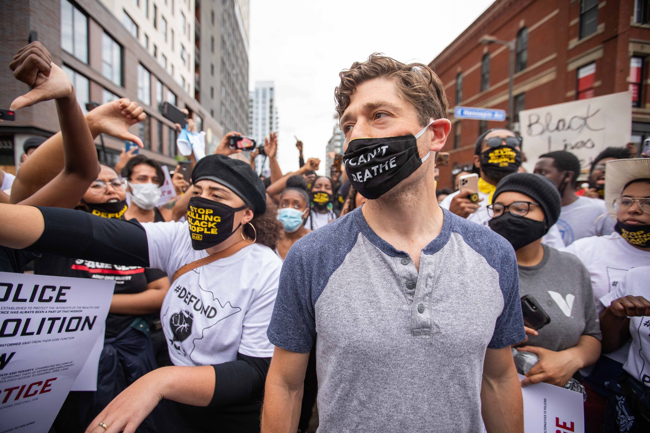  After telling protesters that he did not plan to defund the cities police departments, Minneapolis Mayor Jacob Frey gets told by protesters to leave as they wanted him to defund Minneapolis PD in Minneapolis, Minnesota in Jun 6, 2020. 