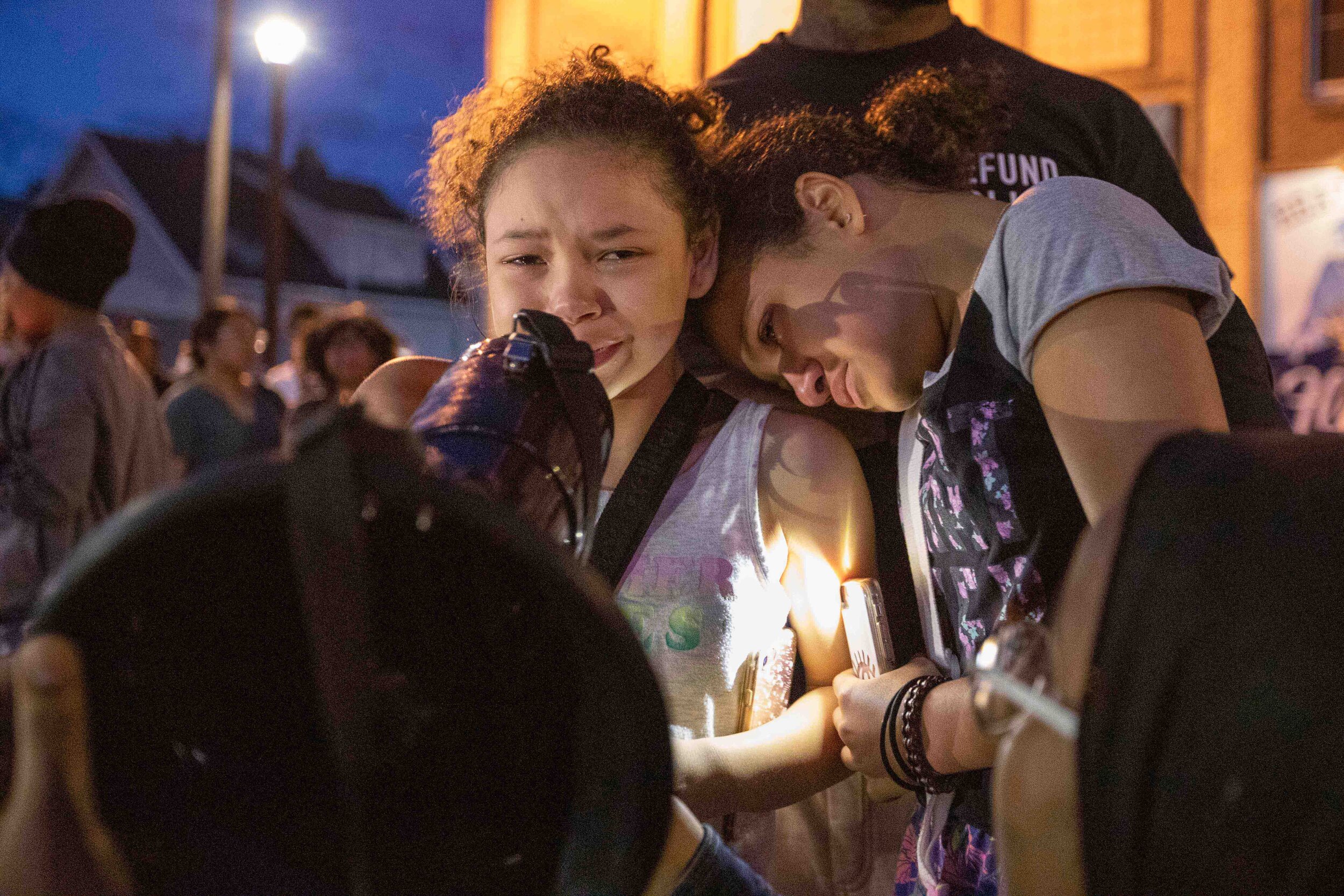  "I'm sorry I was born this color," a little girl says as she tears up on the megaphone while talking to the crowd at the site of George Floyd's memorial in Minneapolis, Minnesota on Jun 14, 2020. 