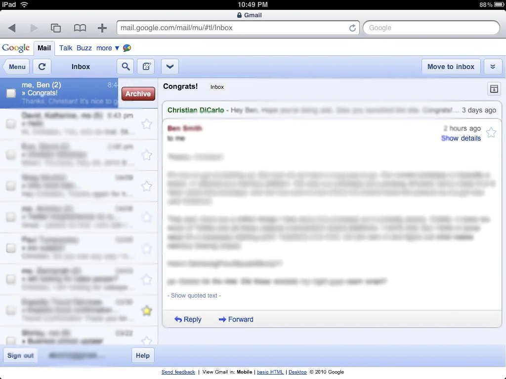 Old Gmail on the iPad
