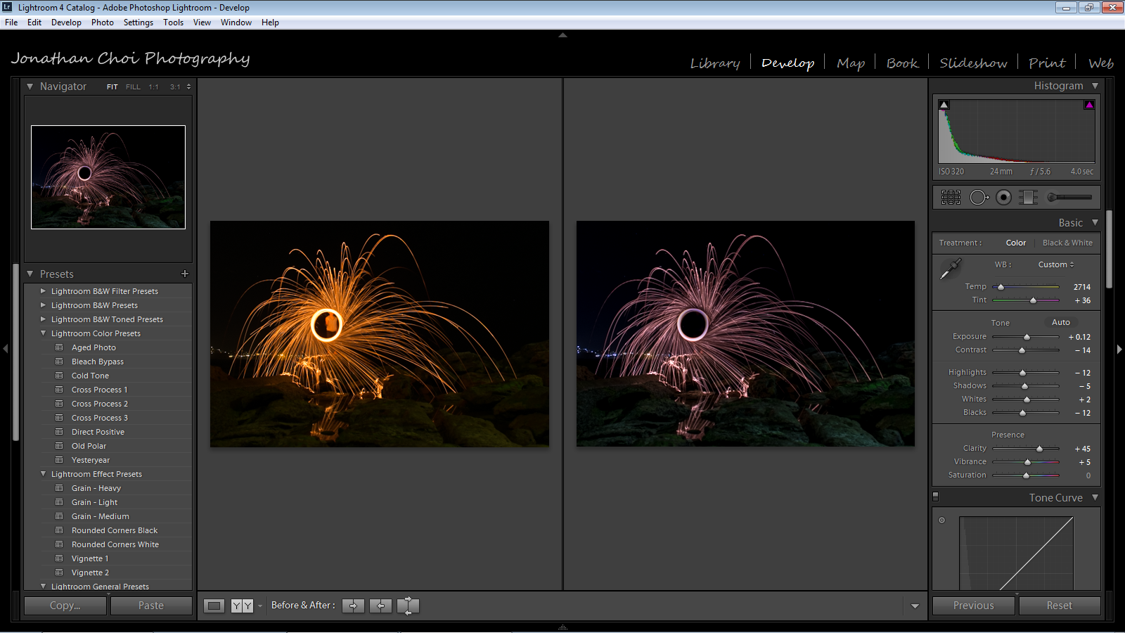 Changing the white balance