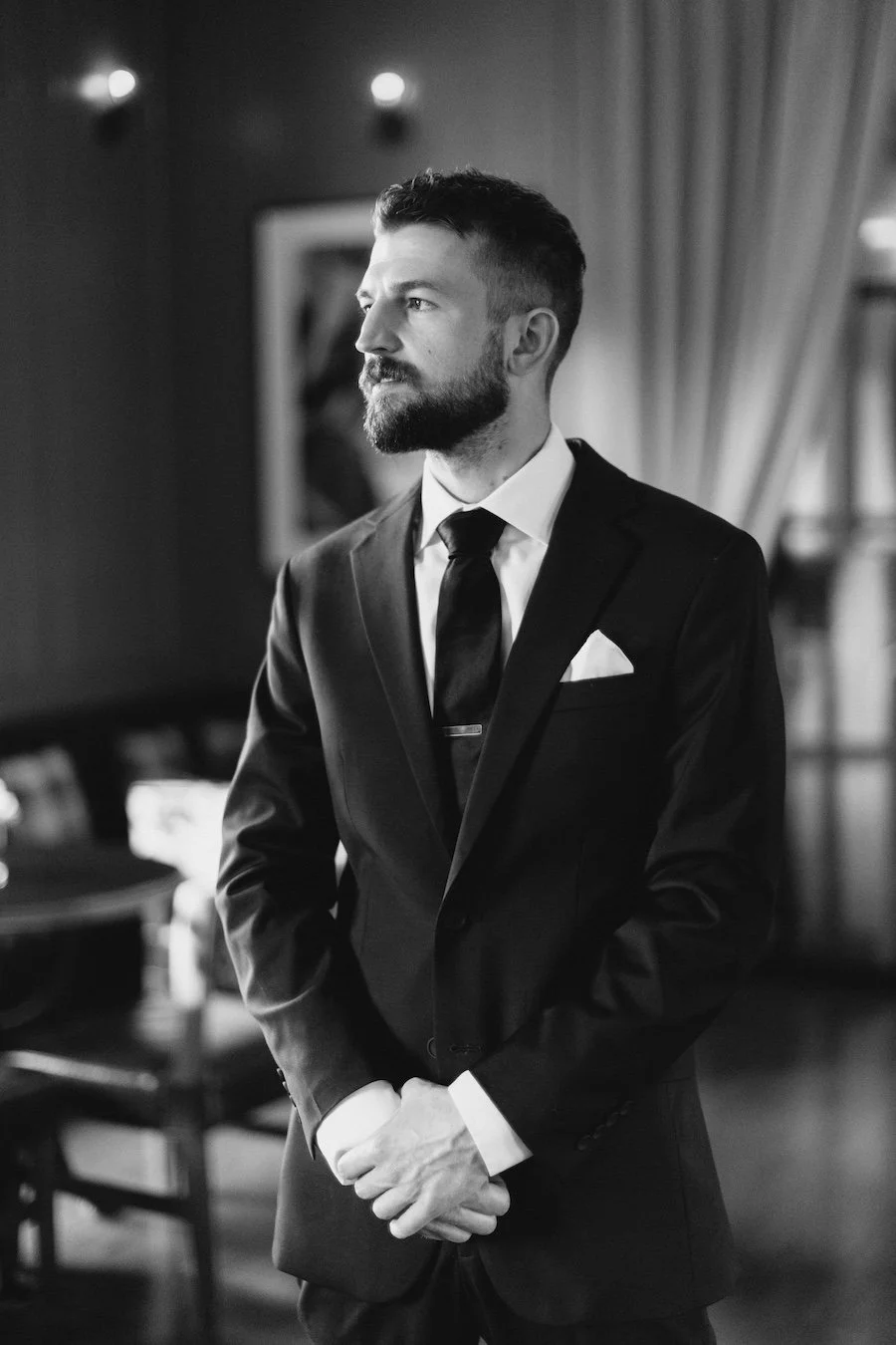 Classic groom portrait in Delamar West Hartford, Connecticut