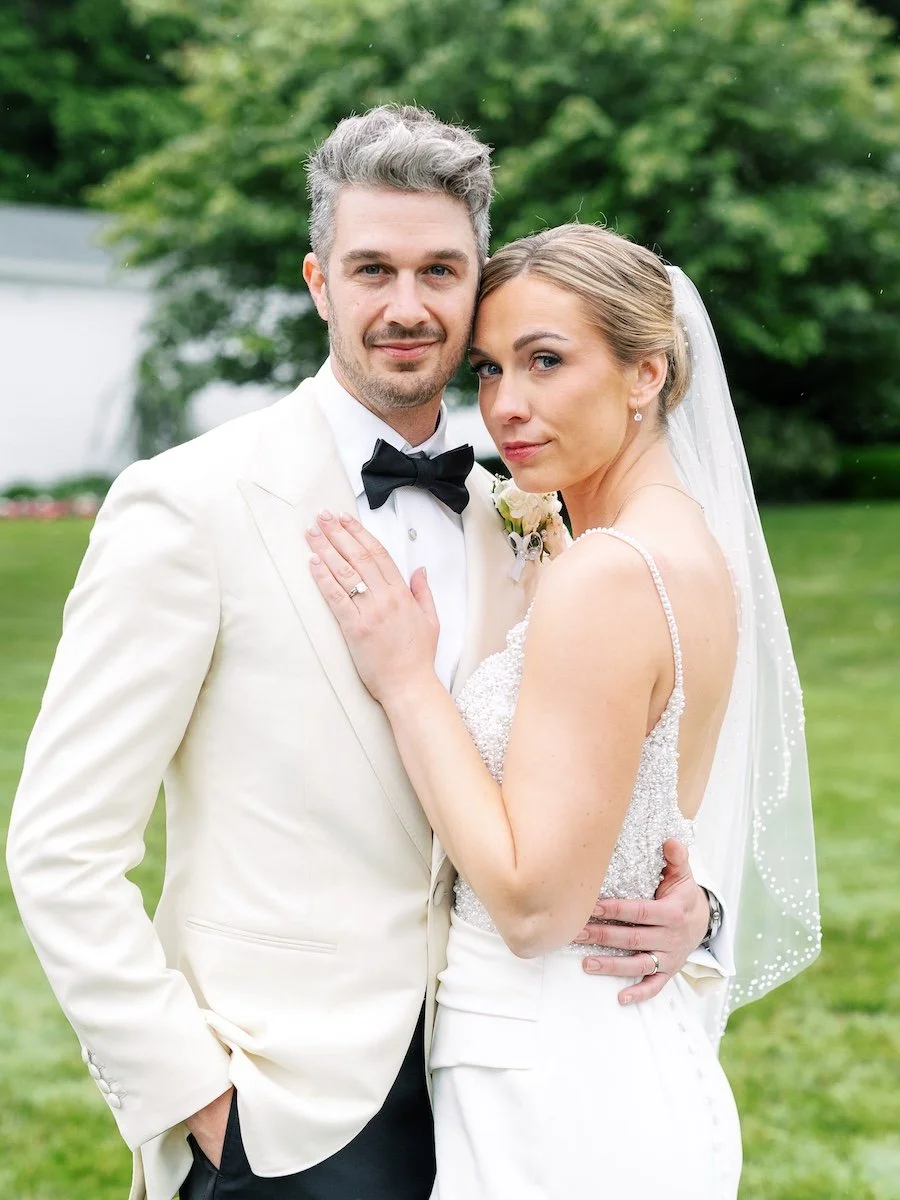 Classic wedding portrait of Kevin and Caitlin bride and groom at Farmington Polo Club in Connecticut