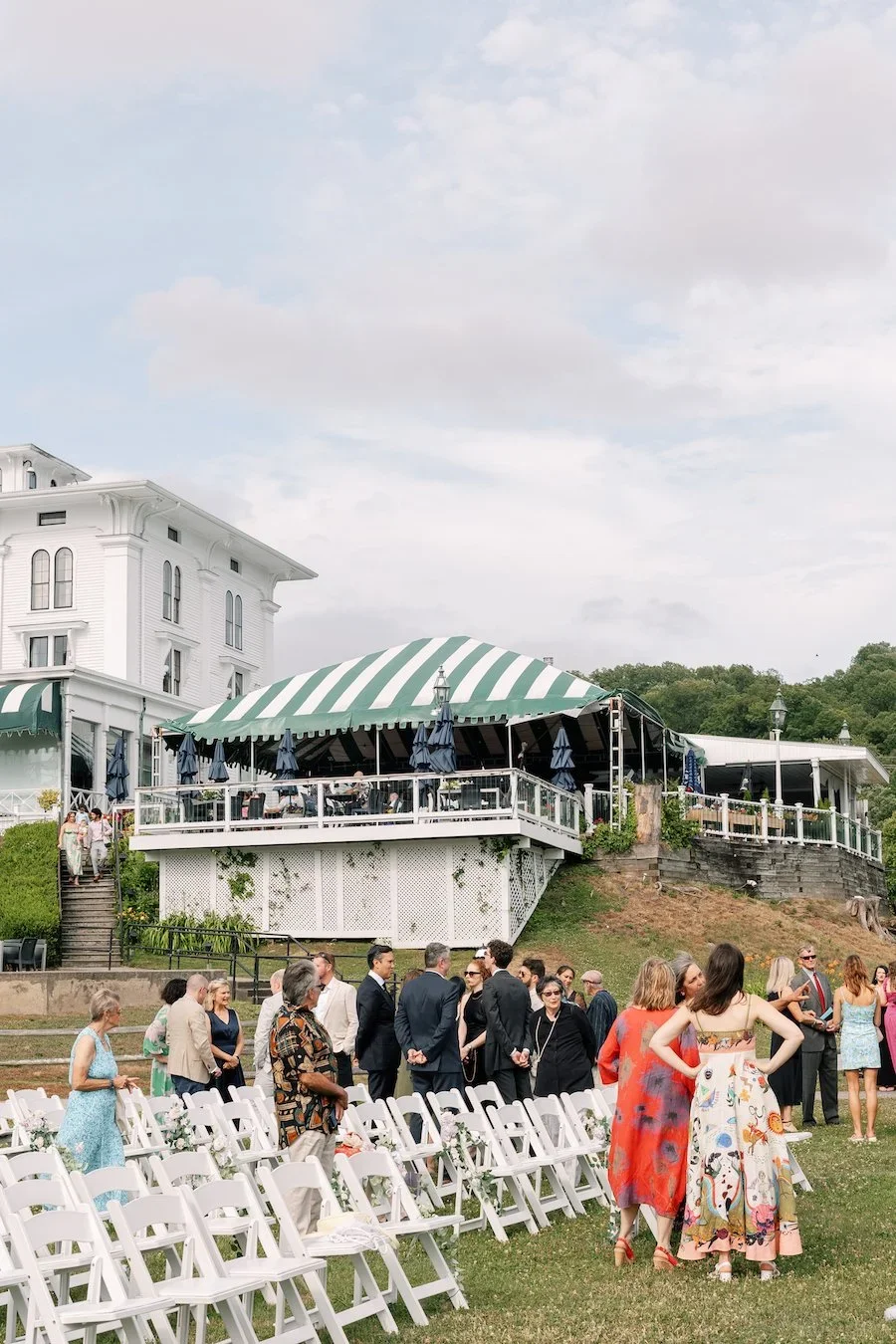 Guests arriving for the wedding ceremony at Gelston House in Connecticut