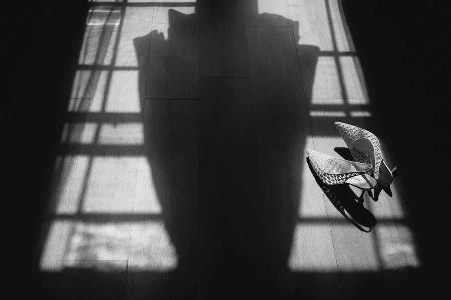 Wedding shoes of the bride at Gelston House