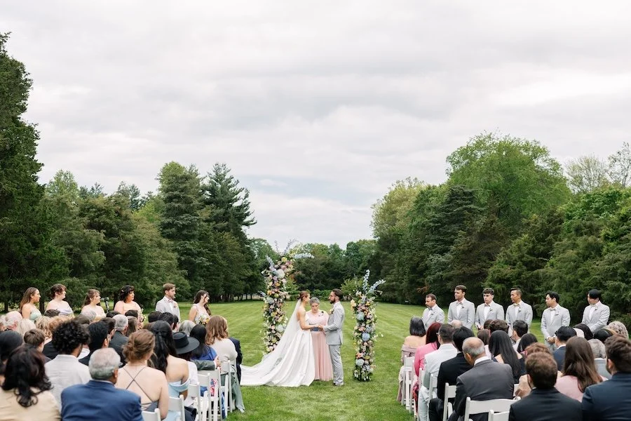 Summer colorful wedding ceremony at the Wadsworth Mansion in Connecticut