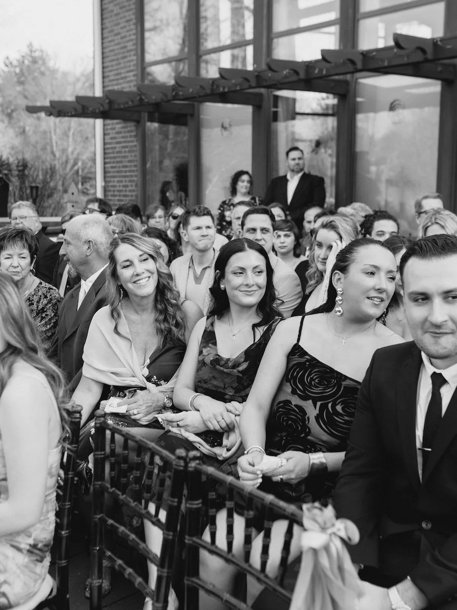 Wedding guests reaction to the bride at the Pond House Cafe wedding