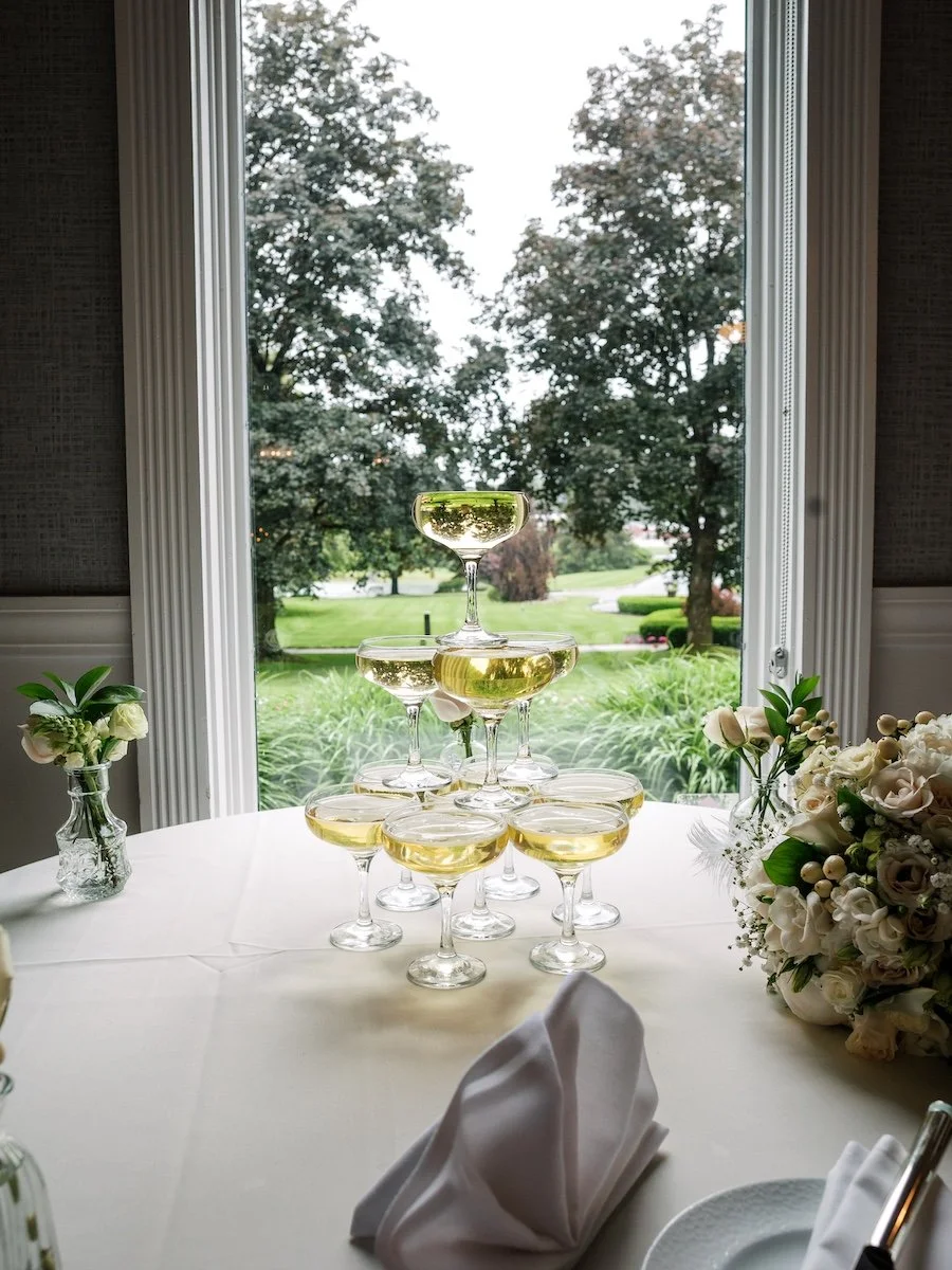 Elegant wedding reception decor at Farmington Polo Club, CT