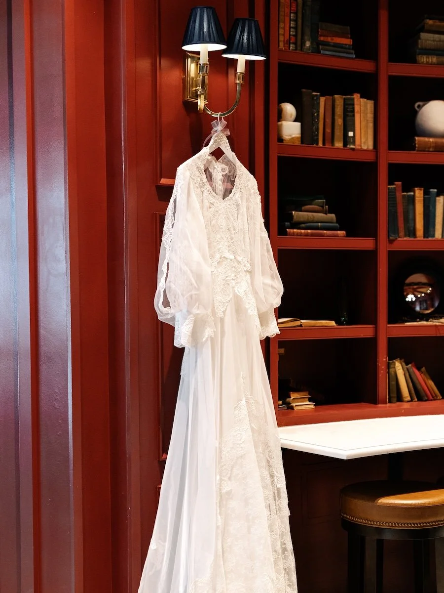 Elegant vintage wedding dress for Karleigh Pond House Cafe wedding in Connecticut