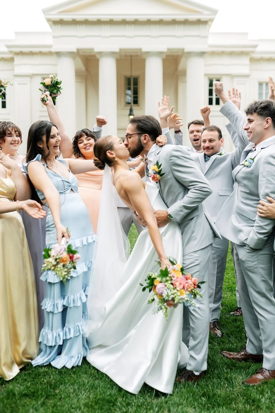 Elagant bridal party photos at the Wadsworth Mansion wedding in Connecticut