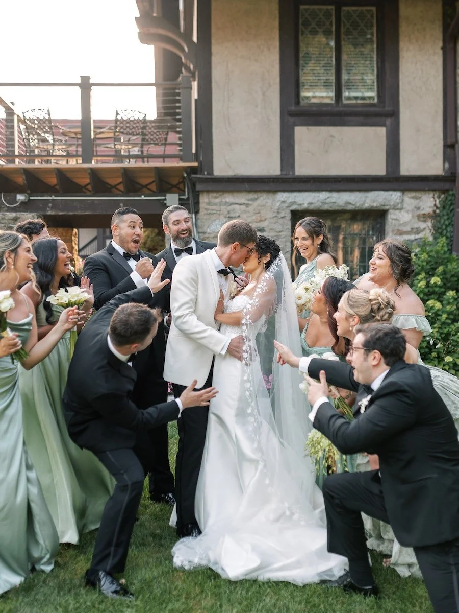 Classic bridal party wedding photo at Saint Clements Castle in Connecticut