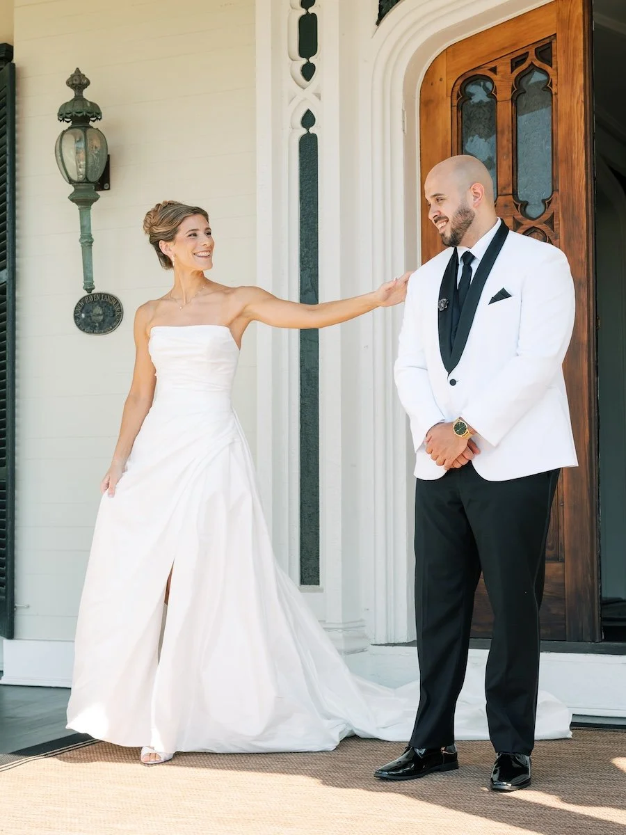 Emotional moments at the First Look between bride and groom at the Estate New Haven, Connecticut