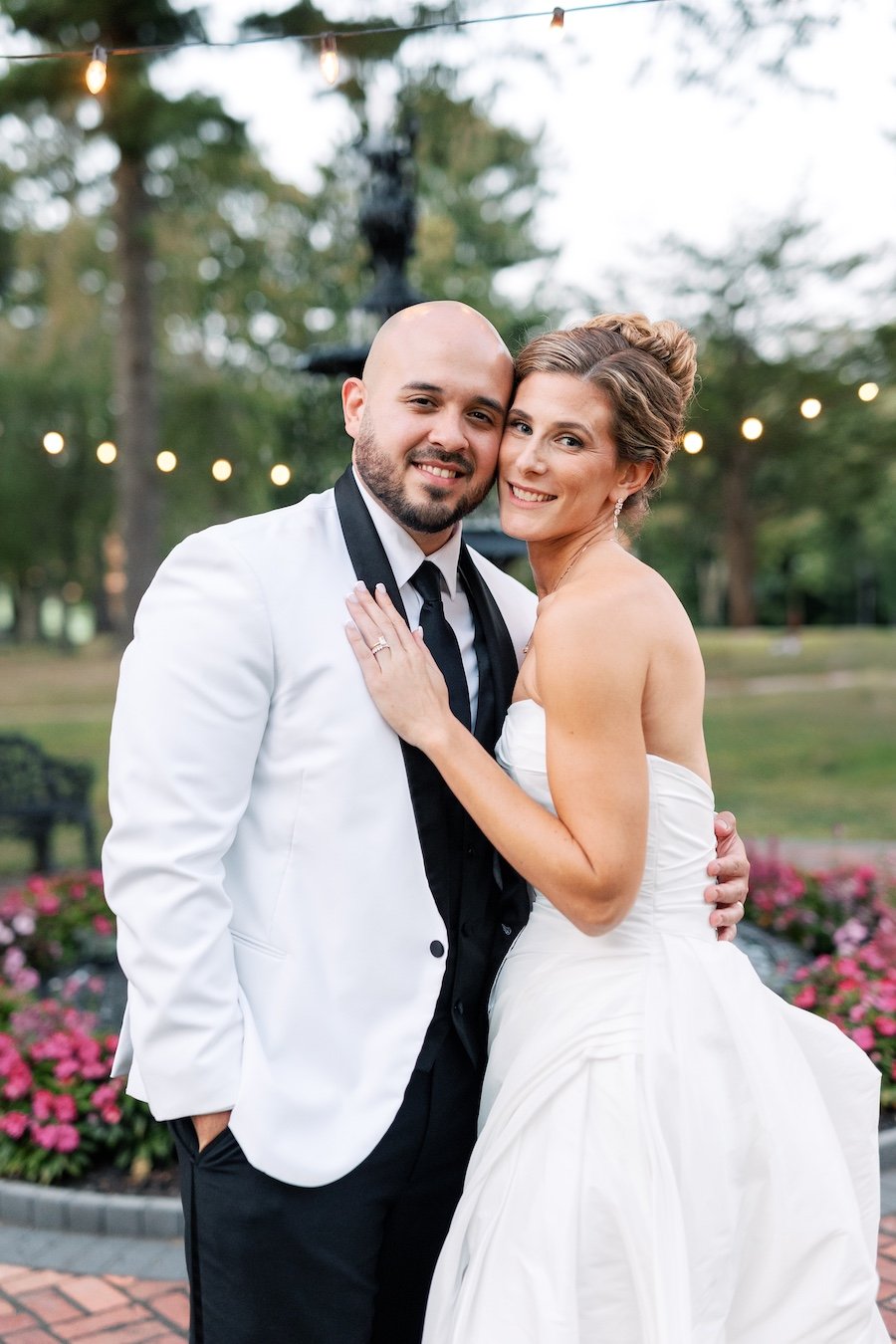 Elegant bride and groom sunset photos at The Estate New Haven wedding, Connecticut