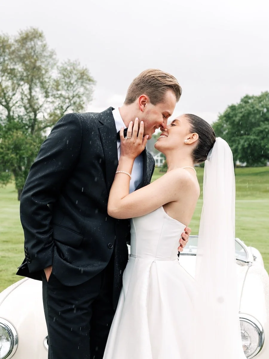 Bride and groom Classic portrait on the golf course at iconic TPC River Highlands wedding