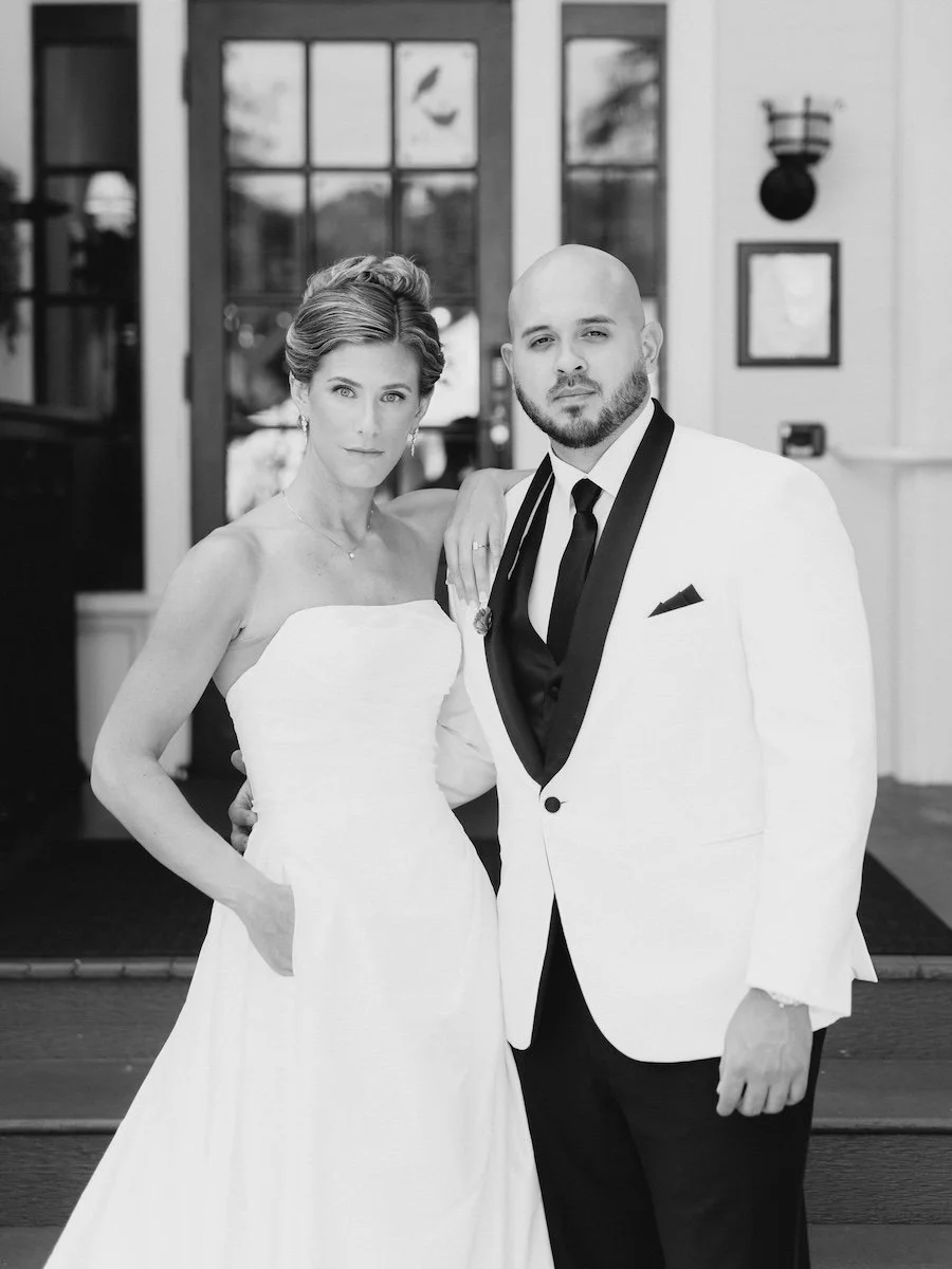 Elegant and glamour bride Anna and groom Jeremy portrait at The Estate New Haven wedding