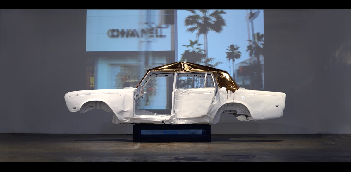 Rodeo Drive Video Sculpture by James Georgopoulos
Actual car body from a 1979 Rolls Royce.
Short film by James Georgopoulos shot with a RED Dragon 6K.
This 11 minute, 16 second film captures the entire north to south famed shopping district of R
