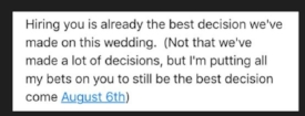 Email from groom!
