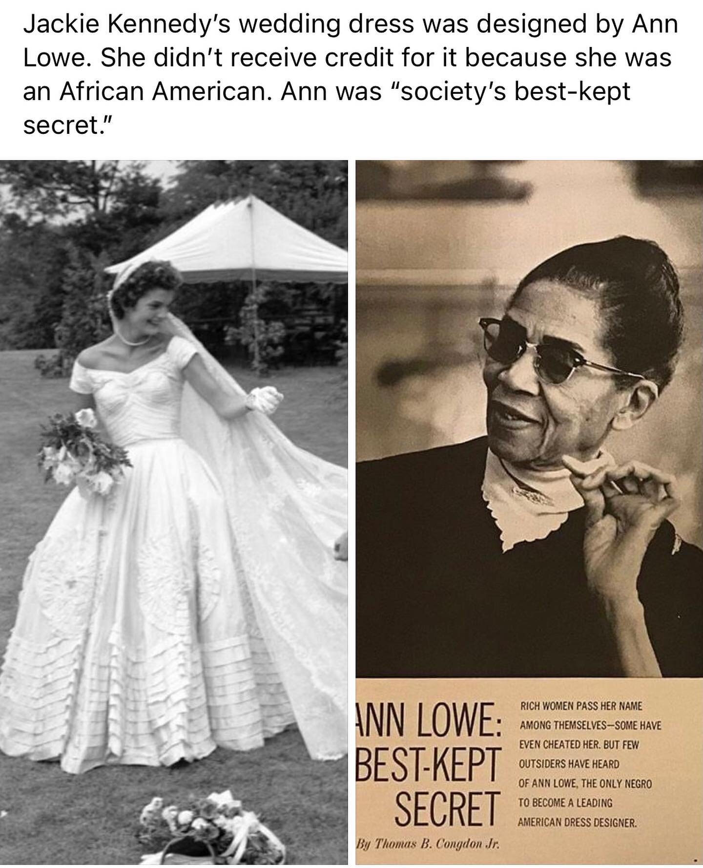 #happyblackhistorymonth Ann Lowe Jackie Kennedy wedding dress designer