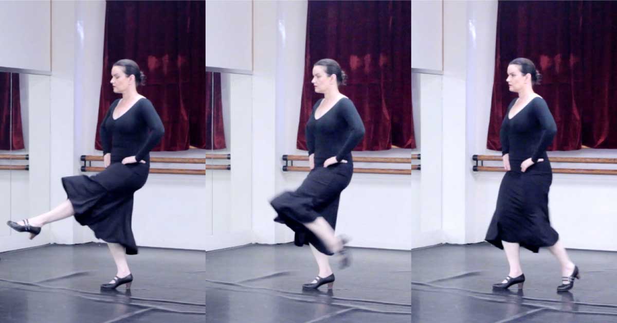 Marcaje por bulerias - the accent on the kick is away from the body