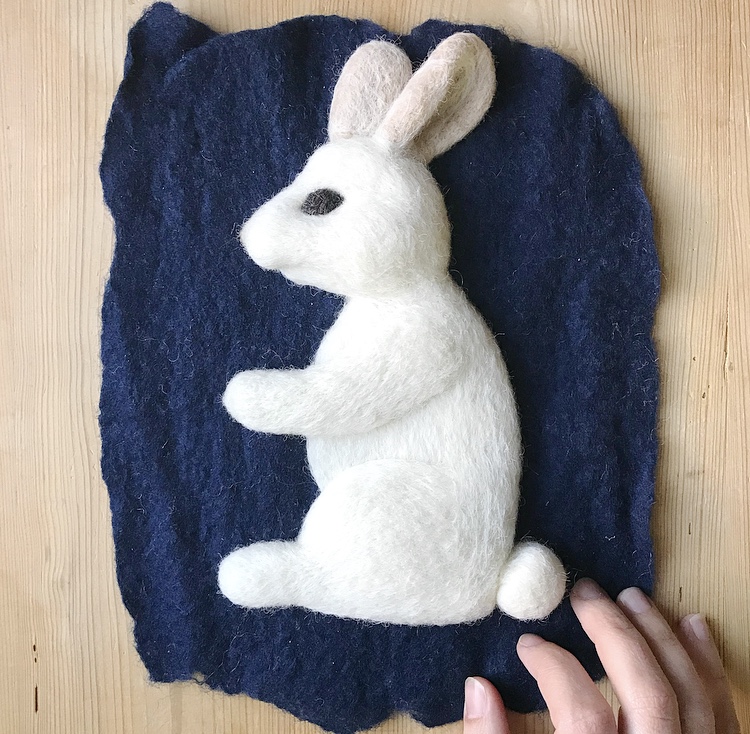 Custom White Bunny on Indigo