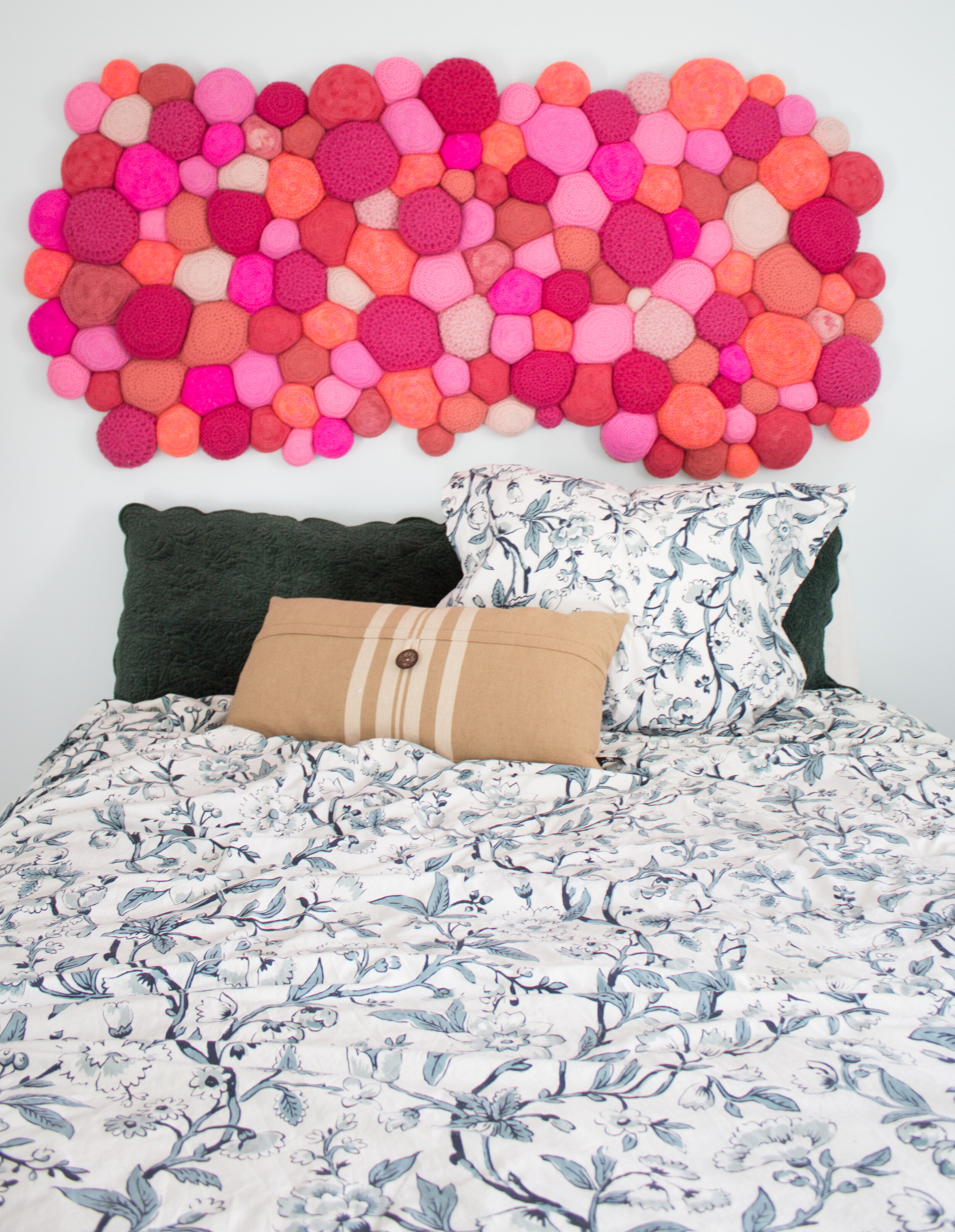 Pink Crocheted Sheepskin Headboard