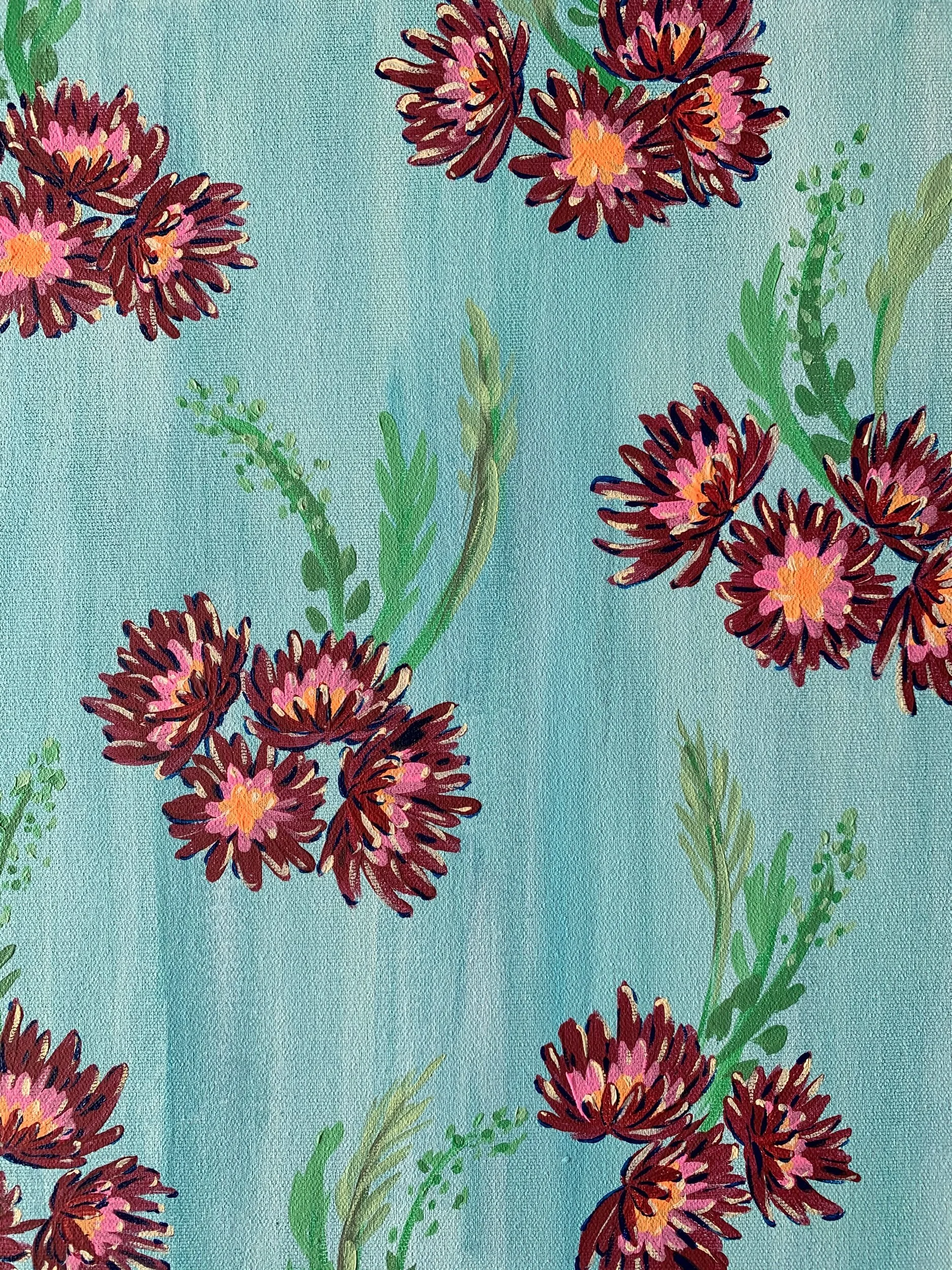 Holly Guertin Strawflowers Floral Painting