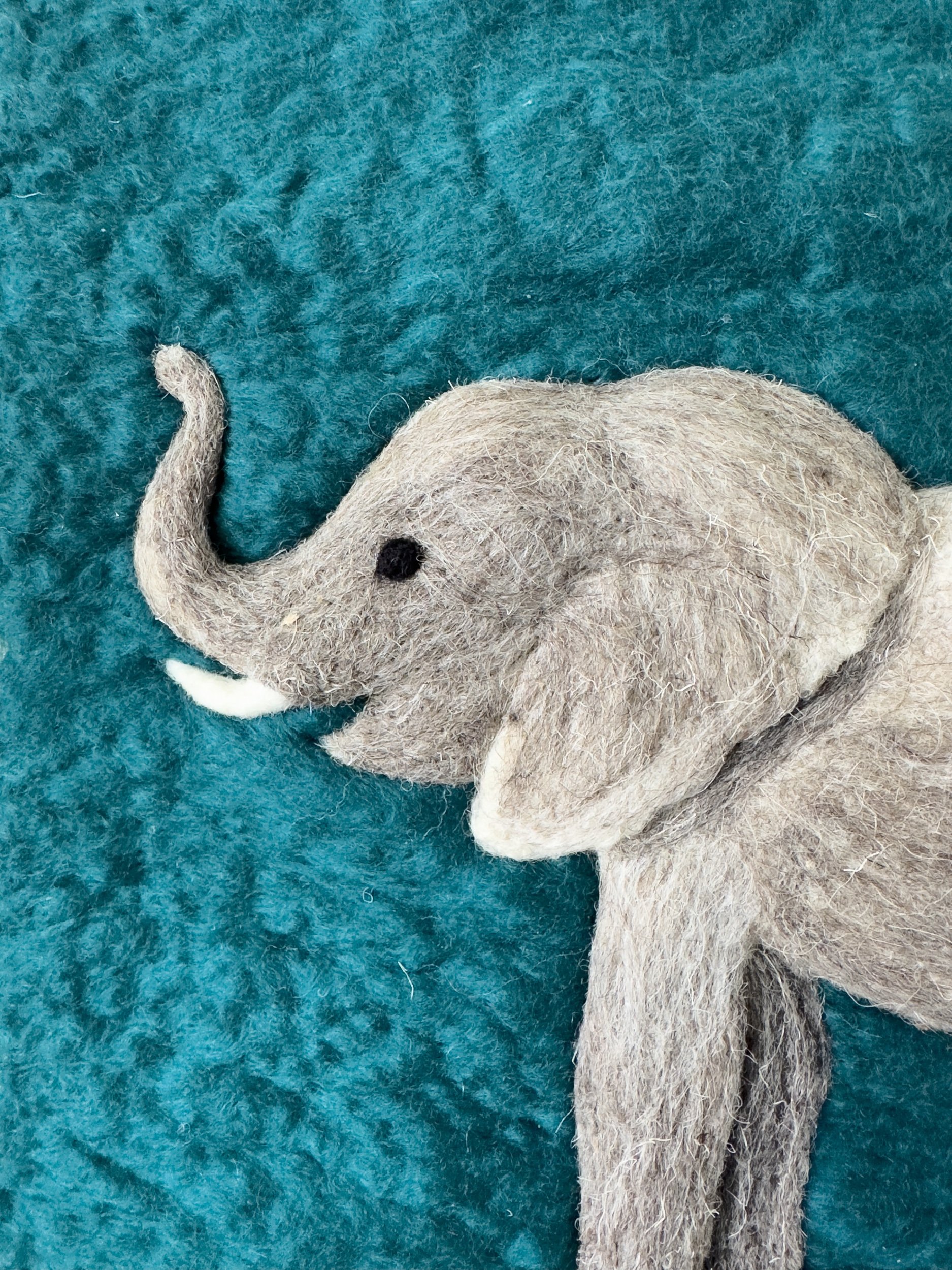 Felt Teal Elephant - Commission, detail