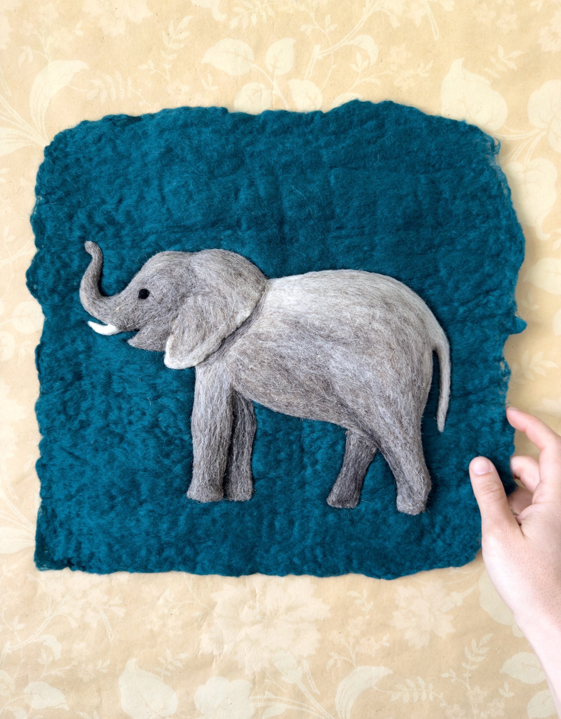 Felt Teal Elephant - Commission