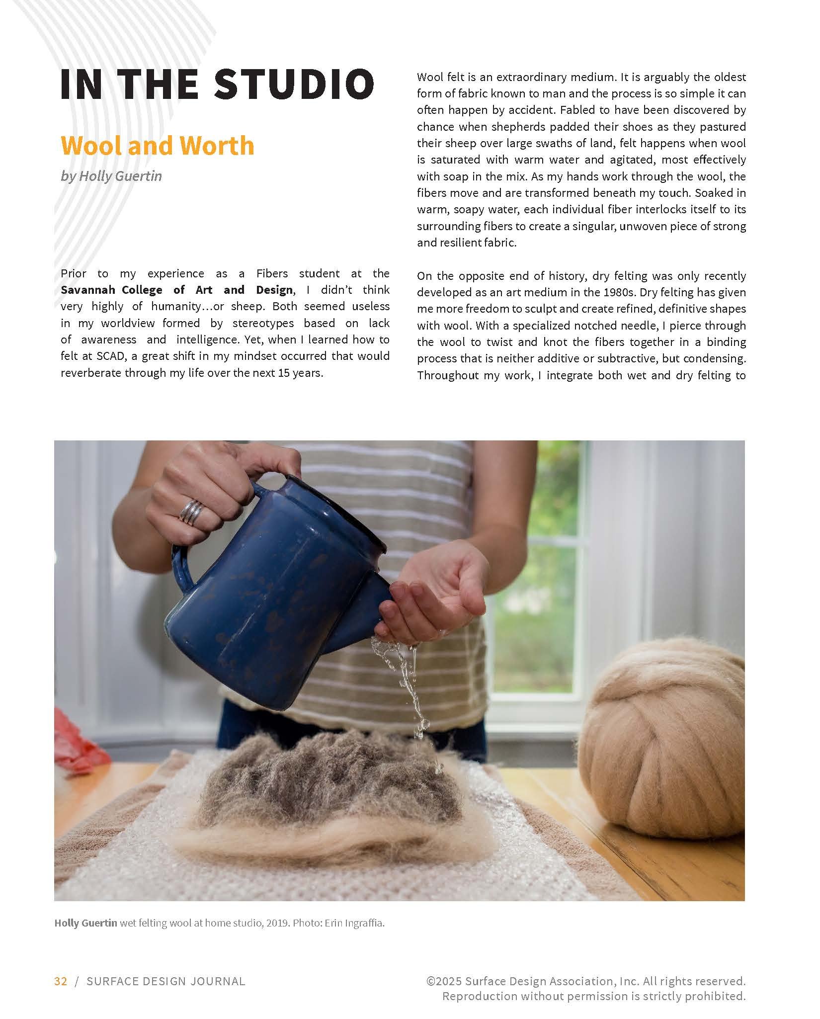 "Wool and Worth" by Holly Guertin in Surface Design Journal