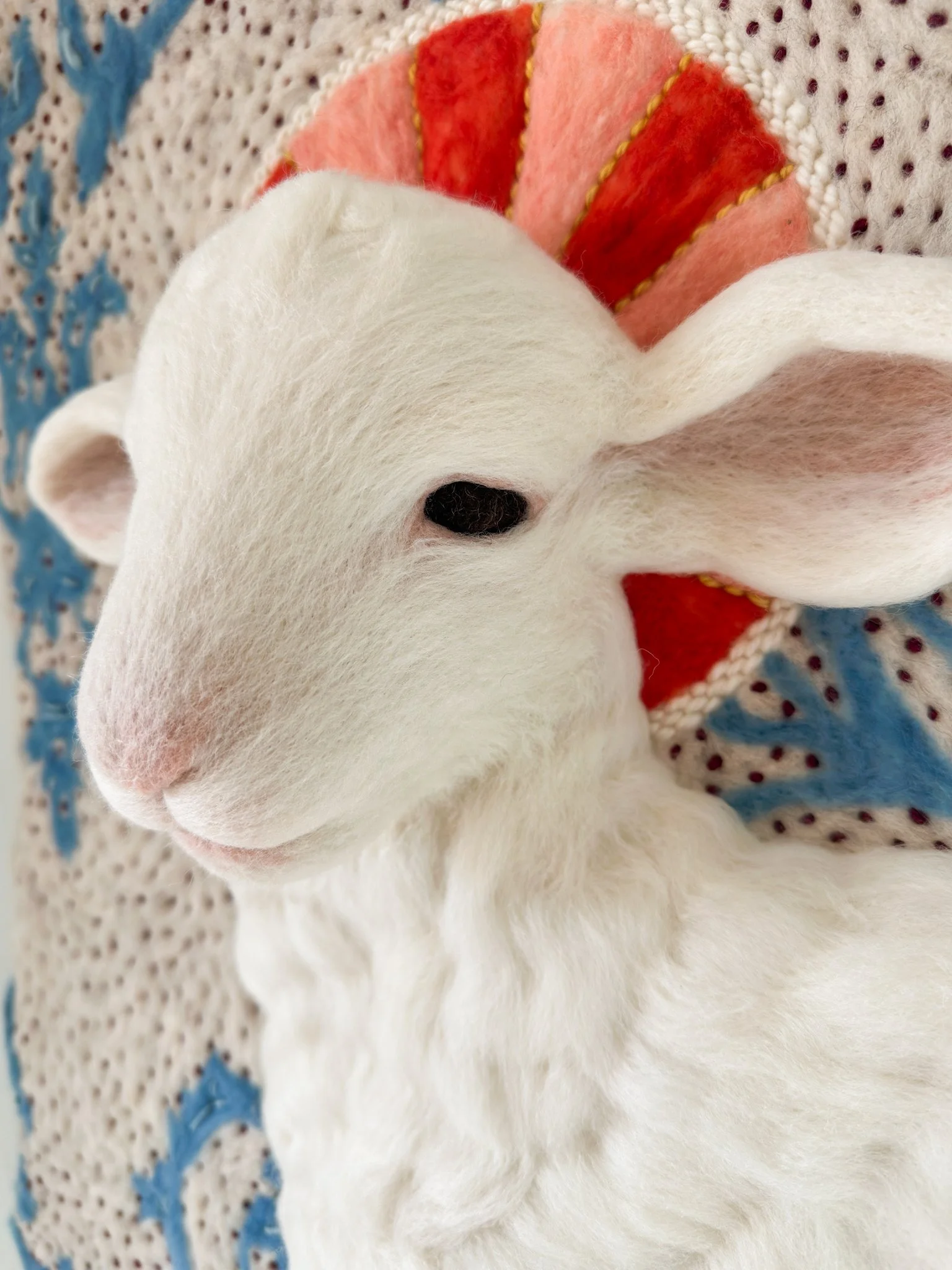 'Lamb of God', 2026, 39"w x 32"h x 4"d (detail)