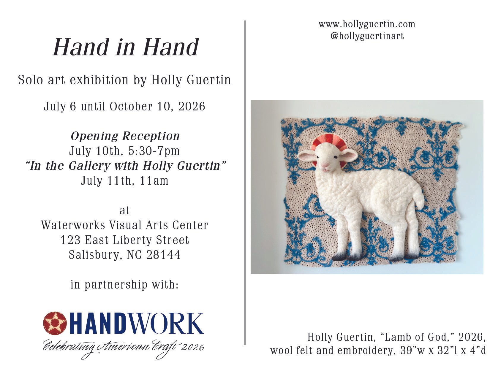 Hand in Hand solo art exhibition by Holly Guertin