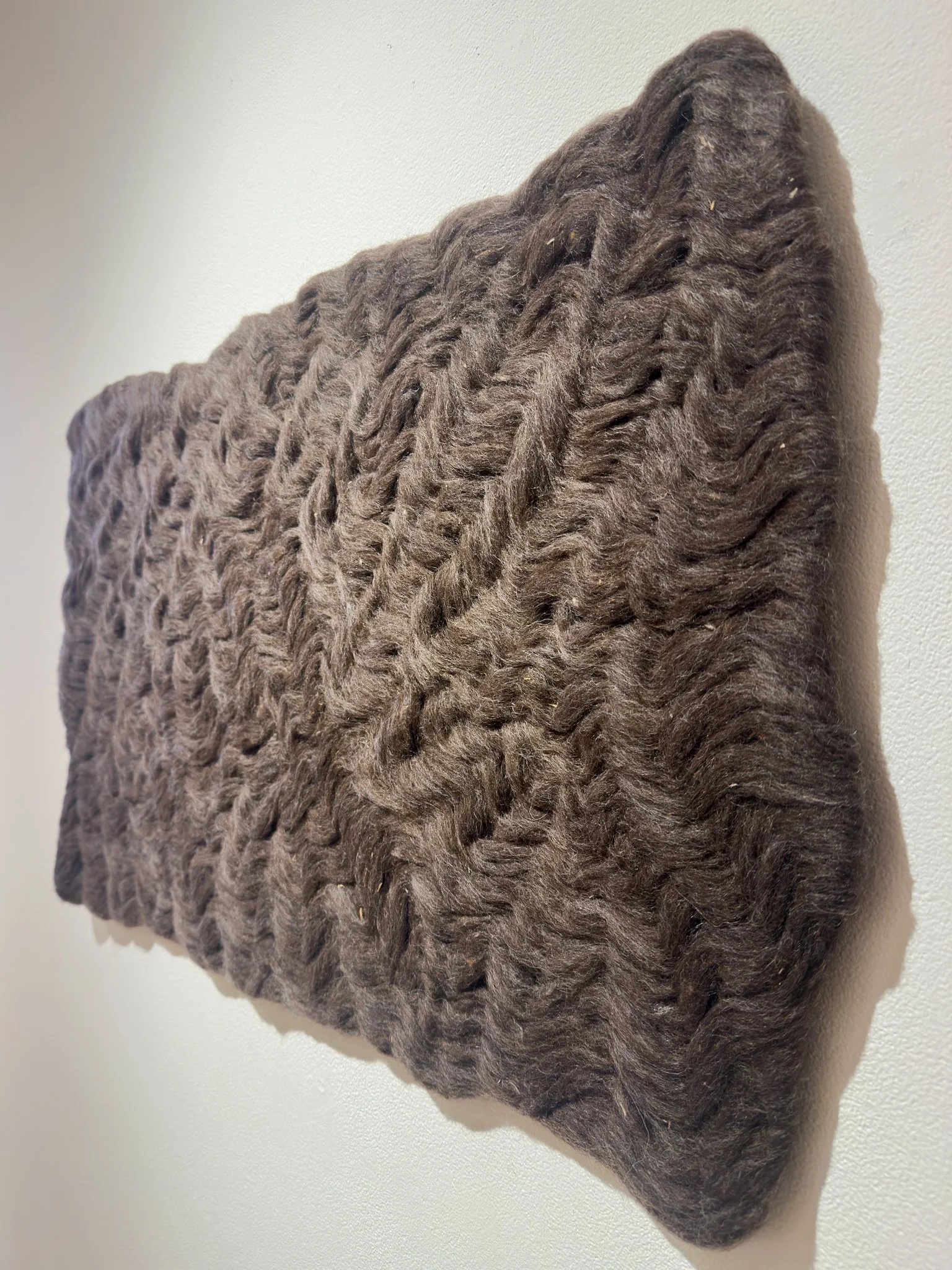 Varied (Brown), 2026, wool felt, 18.5”h x 31”w x 0.5”d
