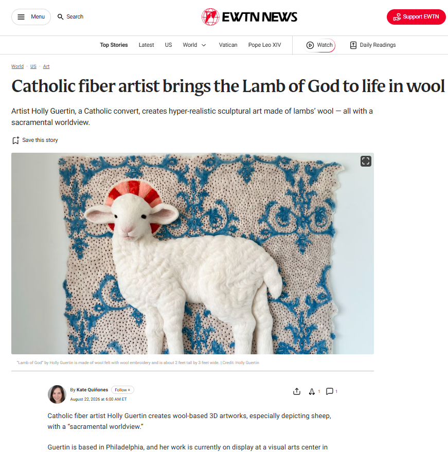 "Catholic fiber artist bring the Lamb of God to life in wool" on EWTN News