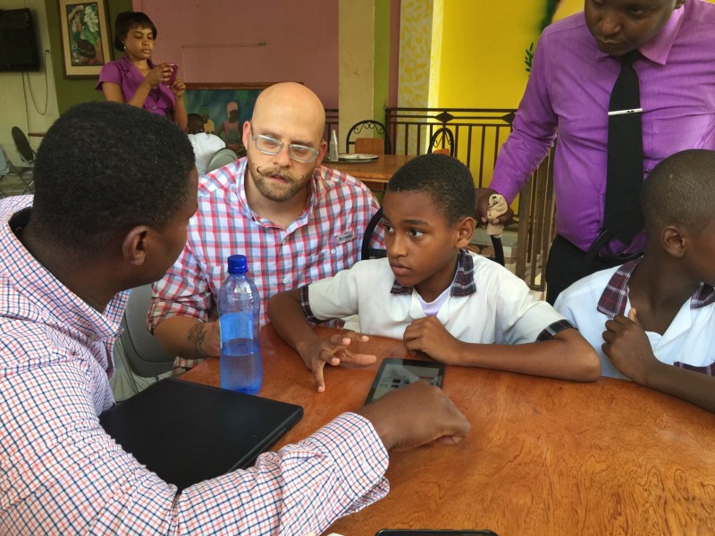 Testing prototypes for a digital library app for school kids in Haiti.
