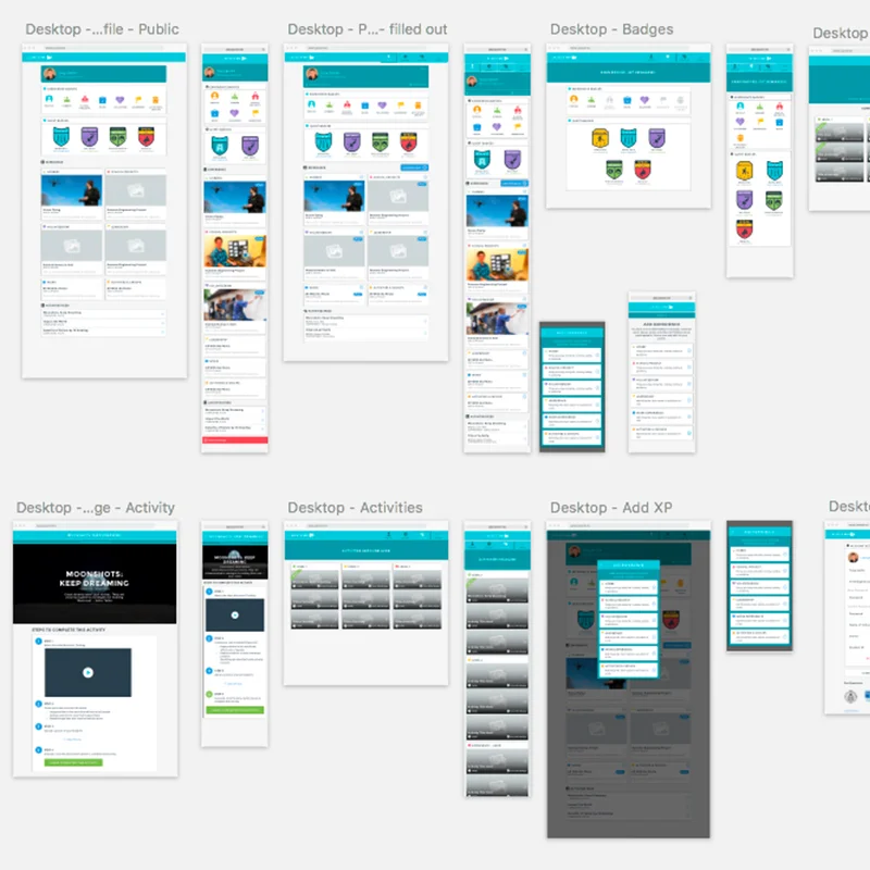 User Interface Design Sketch artboard showing resposive designs