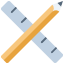 Icon of a pencil and a ruler overlapping