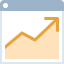 Icon showing a chart with a line displaying growth