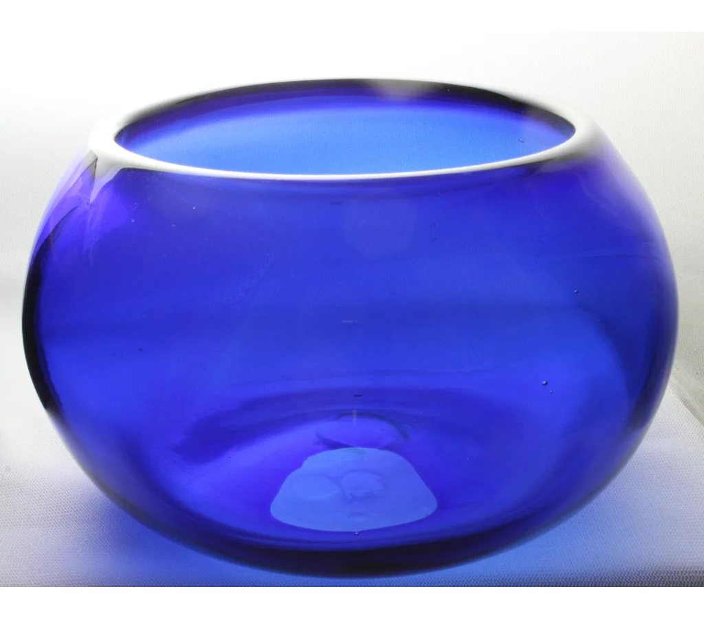 Transparent Cobalt Blue Bowl Hand Blown Glass Bowl Elliott