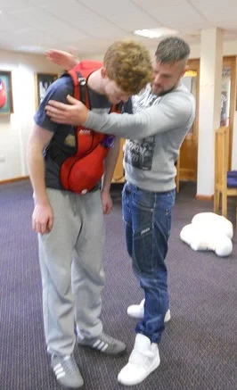 Working with the Choking Charlie: 5 backs slaps...followed by... (with Harry and Rob, Bridlington course, 2013)