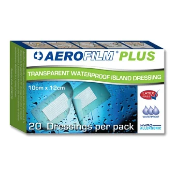 Aerofilm Plus Transparent Waterproof Island Dressing (Latex Free & Hypo-allergenic), 10cm x 12cm - 20 per box (£24.95 + VAT)