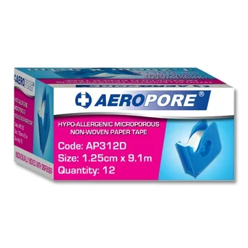 Aeropore Hypo-Allergenic Microporous Non-woven Paper Tape with Dispenser, 1.25cm x 9.1m - Individual (£1.15 per roll)