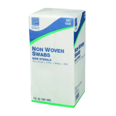 Swabs: Non Sterile Non Woven Swabs, 4 Ply, 10cm X 10cm - 200 Swabs (£5.99 + VAT)