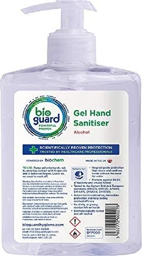 Bioguard Surgical Hand Gel Sanitiser with Pump Dispenser - 500ml (£10.00 + VAT)