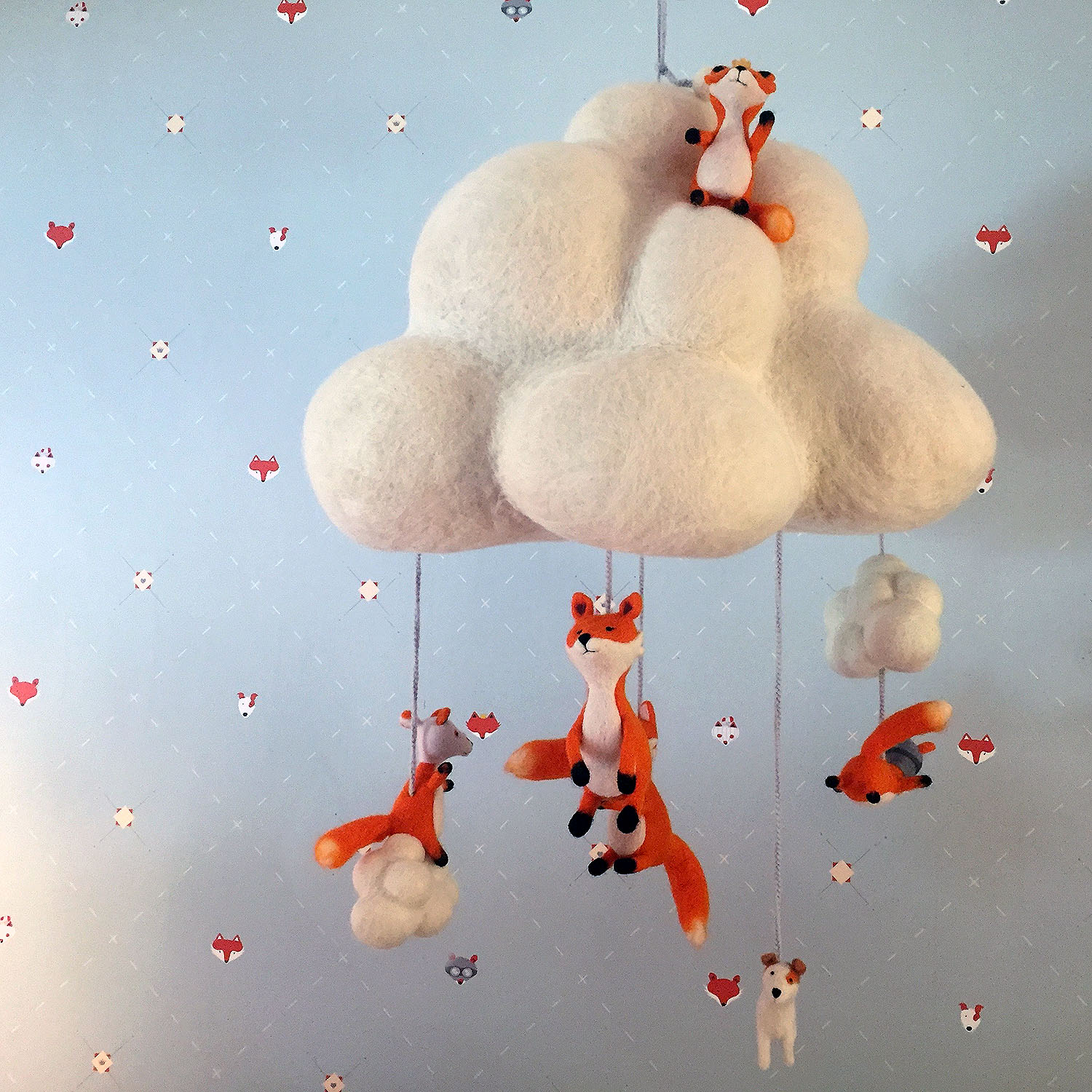 Needle felted cloud and fox mobile 2.jpg